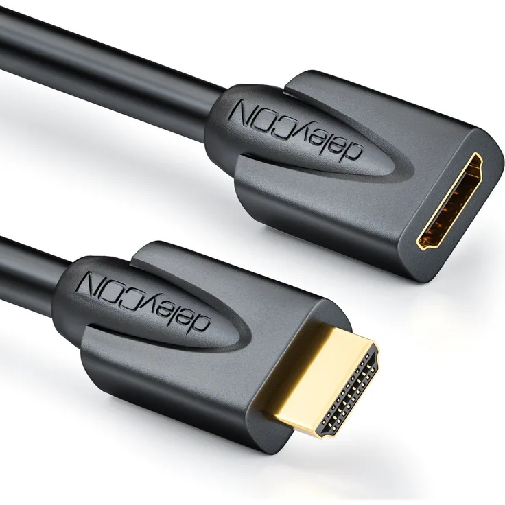 deleyCON 1m HDMI Verlängerung - kompatibel zu HDMI 2.0a/b/1.4a - UHD / 4K / HDR / 3D / 1080p / 2160p / ARC - High Speed mit Ethernet
