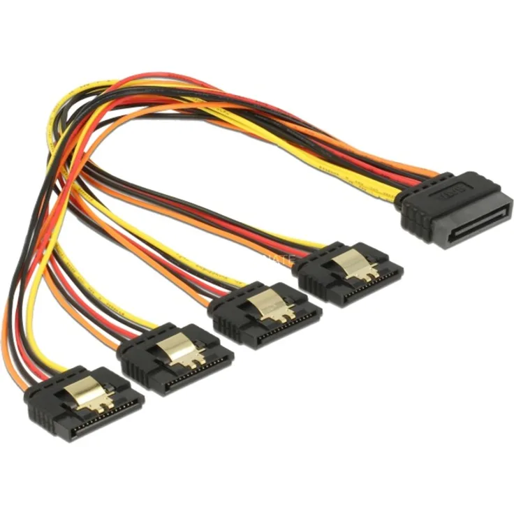 DeLOCK - Spannungsversorgungs-Verlängerungskabel - SATA Leistung (M) eingerastet bis SATA Leistung (W) Metallclip - 30 cm - Schwarz, Gelb, Rot, orange
