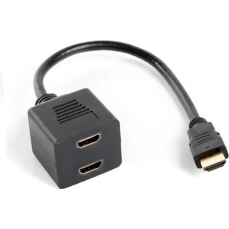 lanberg AD-0019-BK HDMI-A Stecker auf 2X HDMI-A Buchse (1.4)'' Adapter Splitter mit Kabel, 20 cm schwarz