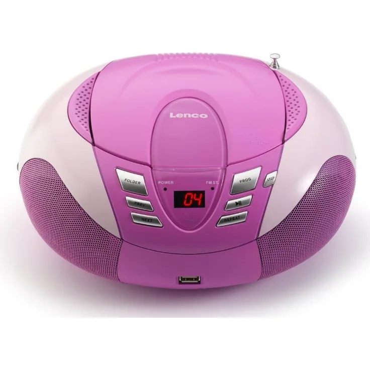 Lenco Radio mit CD-MP3-Player SCD-37 Tragbares UKW-MW Radio mit USB (Teleskopantenne, USB), rosa
