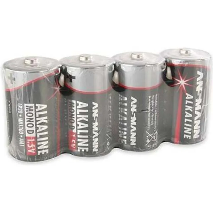 ANSMANN Batterien Mono D LR20 4 Stück 1,5V - Alkaline Batterie langlebig & auslaufsicher - Ideal für Spielzeug, LED Taschenlampe, Radio, Modellbau uvm