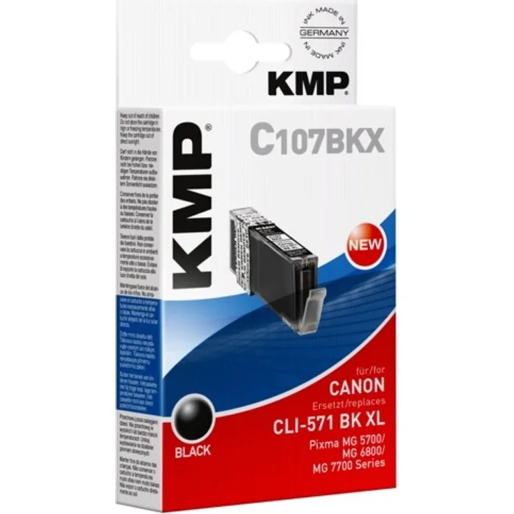 KMP Druckerpatrone für CLI-571 XL Schwarz - Kompatibel - Tintenpatrone für Canon Pixma MG5700 Series-MG6800 Series-MG7700 Series-TS5000 Series-TS6000 Series-TS8000 Series - Office Druckerzubehör