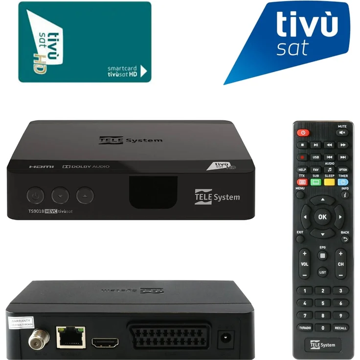 Tivusat Telesystem TS9018 Full HD HEVC H.265 Smartcard HDMI DVB-S2 Sat Receiver mit aktiver Tivusat HD Karte – Bild 1