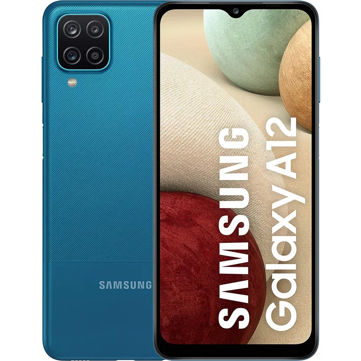 Samsung Galaxy A12 Smartphone 16,51cm (6,5 Zoll) IPS-Display, 64GB interner Speicher, 4GB RAM, Dual-SIM, Android, Blau
