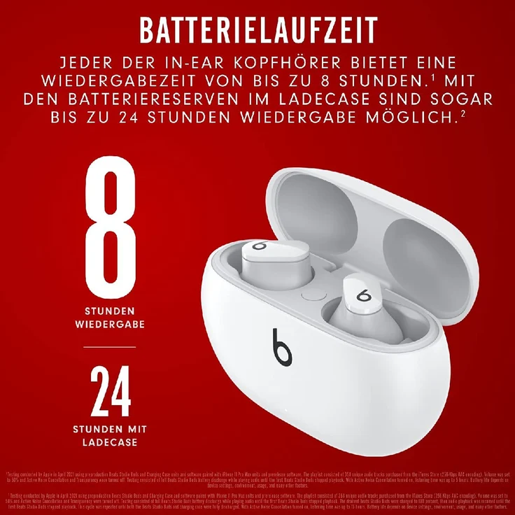 Beats By Dre Studio Buds In-Ear-Kopfhörer, True-Wireless, IPX4, weiß – Bild 3