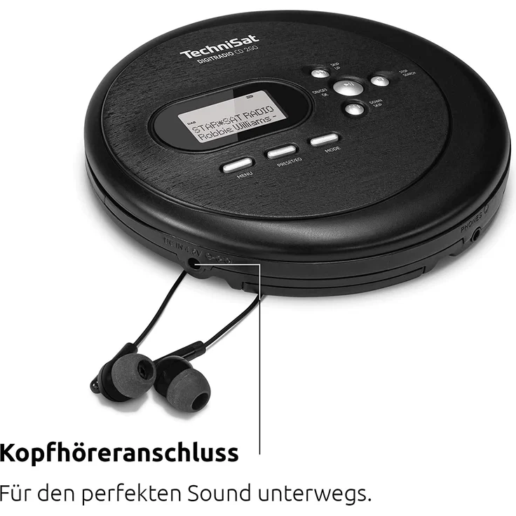 TechniSat DIGITRADIO CD 2GO Discman (CD-Player, DAB+, UKW, MP3 mit Resume-Funktion, Kopfhöreranschluss, Equalizer) schwarz – Bild 3