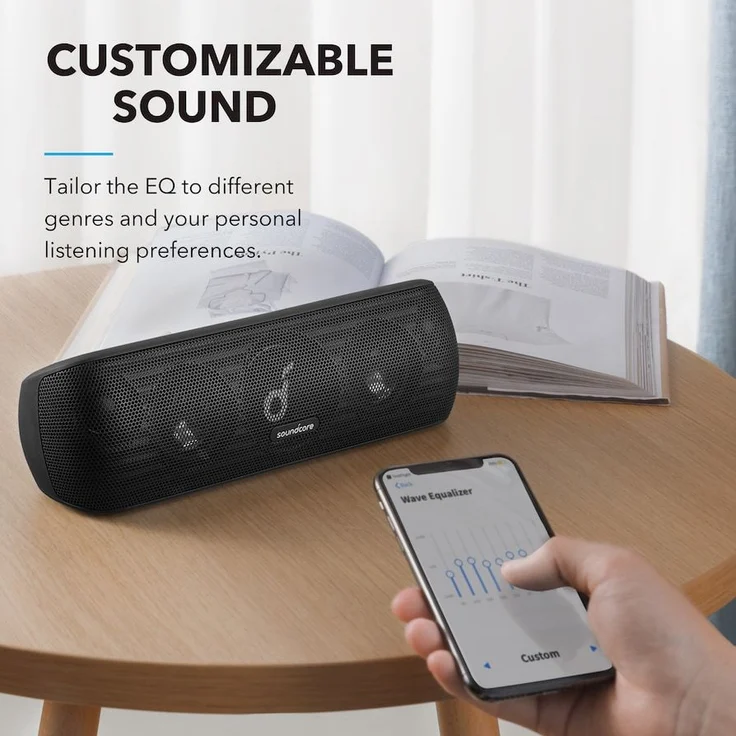soundcore Motion+ Bluetooth HiFi Lautsprecher mit Hi-Res 30W Audio, Intensiver Bass, Kabelloser, mit App, USB C Konnektivität, Flexibler EQ, 12h Akkulaufzeit, IPX7 Wasserschutz (Schwarz) – Bild 5