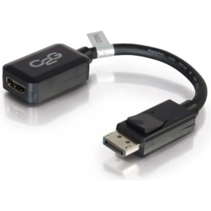 C2G 20cm DisplayPort M-HDMI F Schwarz - Kabelschnittstellen--Gender-Adapter (DisplayPort, HDMI, Male Connector-Female Connector, 0,2 m, Schwarz)