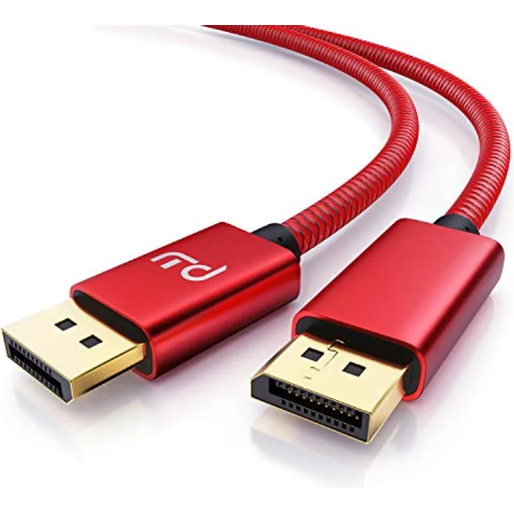 CSL - 8k DisplayPort Kabel 2m - Displayport auf Displayport - DP 1.4-7680 x 4320 60Hz - 3840 x 2160 120Hz - 1920 x 1200 240Hz - Bandbreite von bis zu 32,4 Gbit s - HBR3, DSC 1.2, HDR 10 - rot
