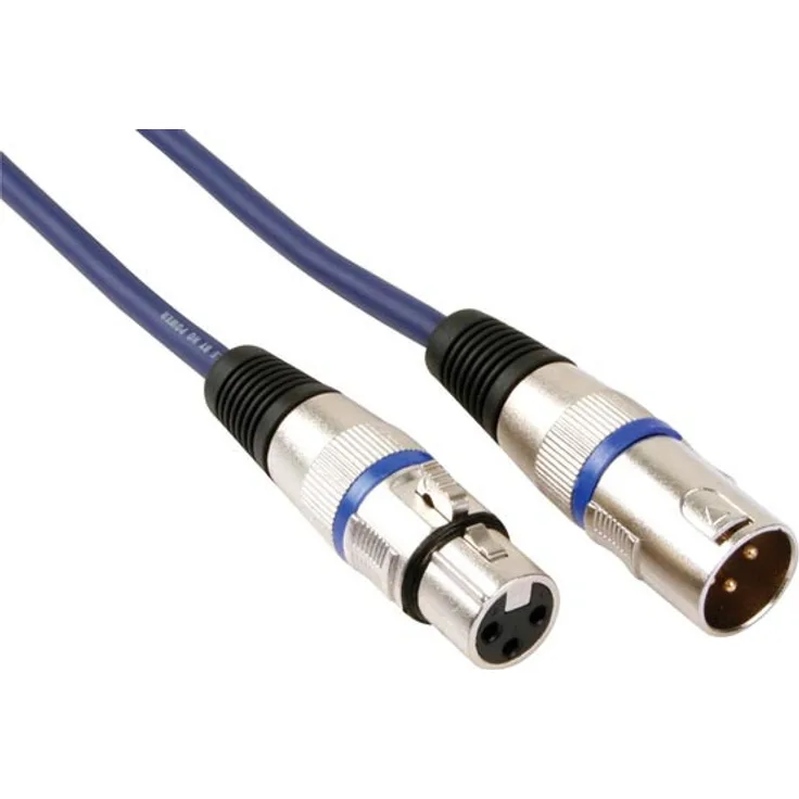 audiokabel DMX XLR 3-polig 1 Meter Gummi blau-silbern