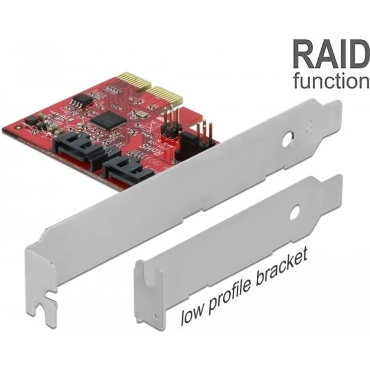 DeLOCK - Speichercontroller (RAID) - 2 Sender/Kanal - SATA 6Gb/s Low-Profile - 6 Gbit/s - RAID 1 - PCIe 2,0 x1 (90406)