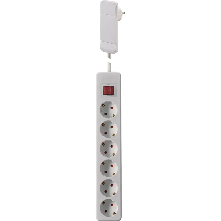 Flachstecker SmartPlug mit ca. 1,5 m Zuleitung und 6-fach Tischsteckdose, weiß