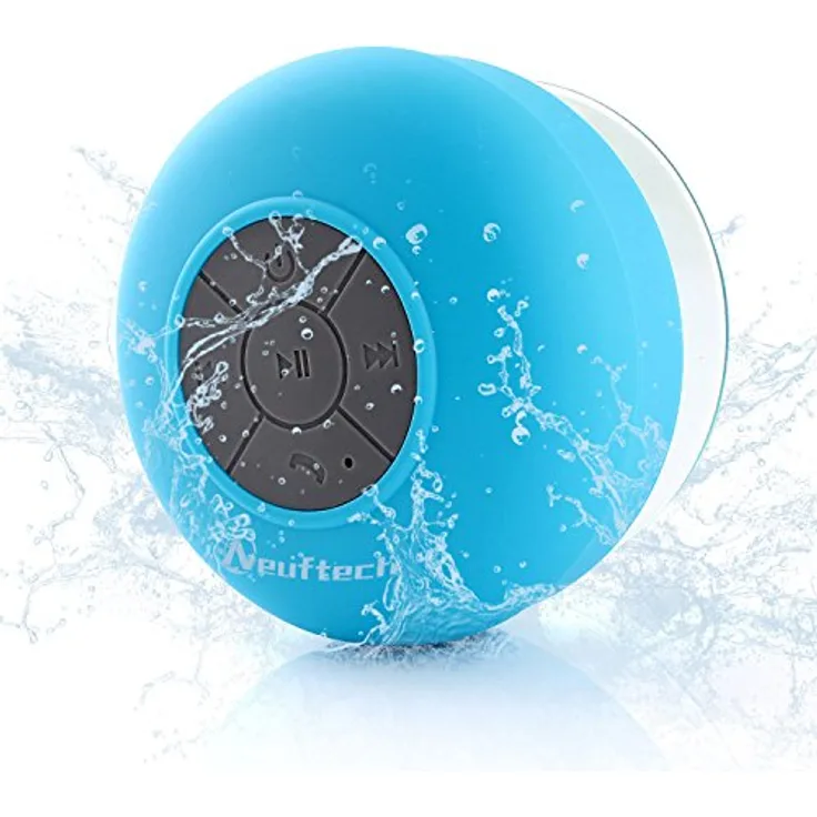Neuftech Wasserdicht Bluetooth 3.0 Lautsprecher für Handy iPhone 7 6S 6Plus 6 5S 5C 5 4S ipad Samsung Galaxy Note 5 S7 S6 S5 S4 S5 - wireless Speaker mit Saugnapf und Mikrofon für Outdoor,Dusche,Küche,Büro,Schwimmen- Blau