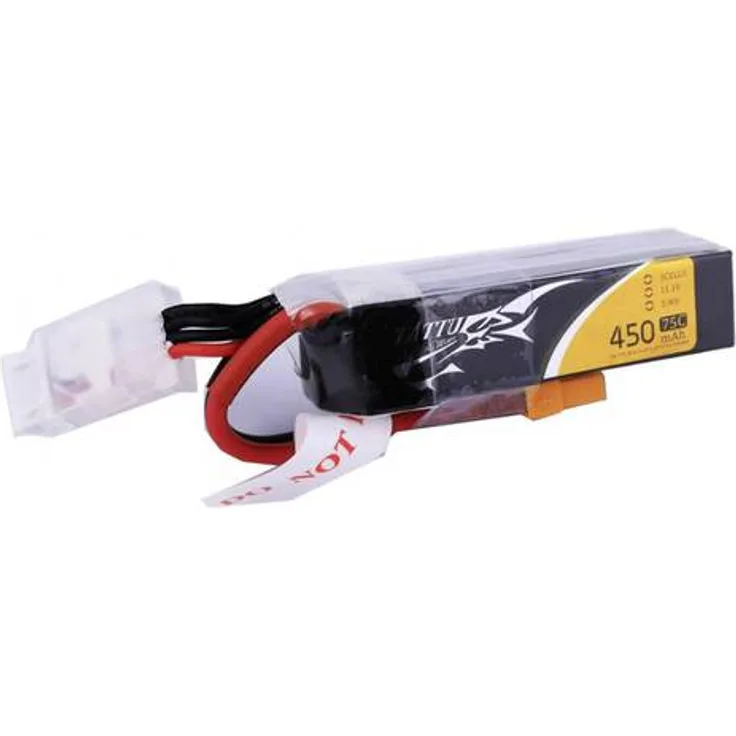 Tattu 450mAh 11.1V 75C 3S1P Lipo Pack Akku Lange Größe für H Rahmen mit XT30 Stecker für UAV Drohne RC Quadrocopter wie Multirotor FPV 150 Größe