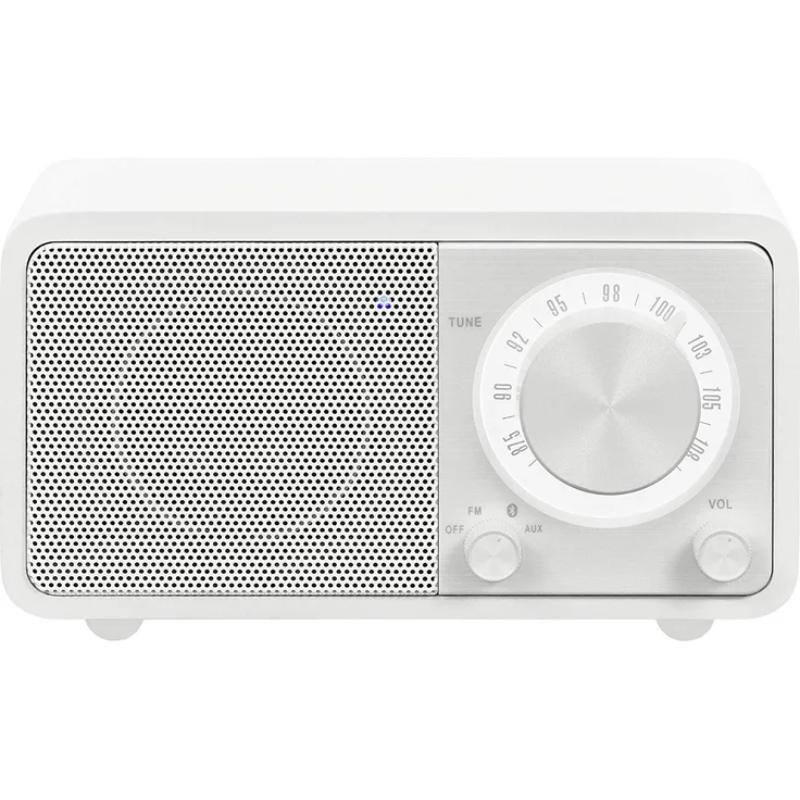 Sangean WR-7 tragbares Desktop-Radio (FM-RDS-Tuner, Bluetooth, AUX-In, integrierter Lautsprecher, Akkubetrieben(aufladbar)) , Matt-Weiß