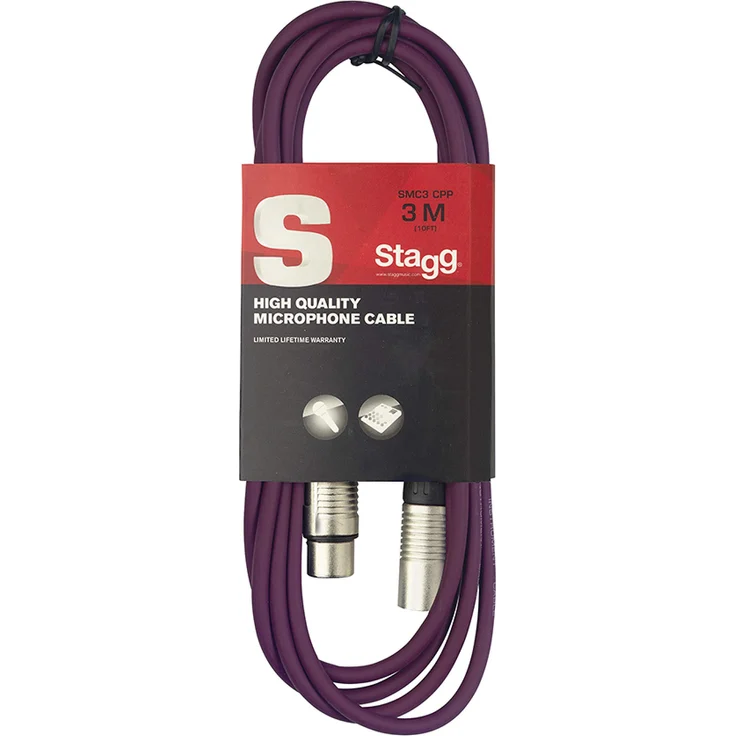 Stagg 3 m hochwertigen XLR-auf XLR-Stecker Mikrofon Kabel violett – Bild 1