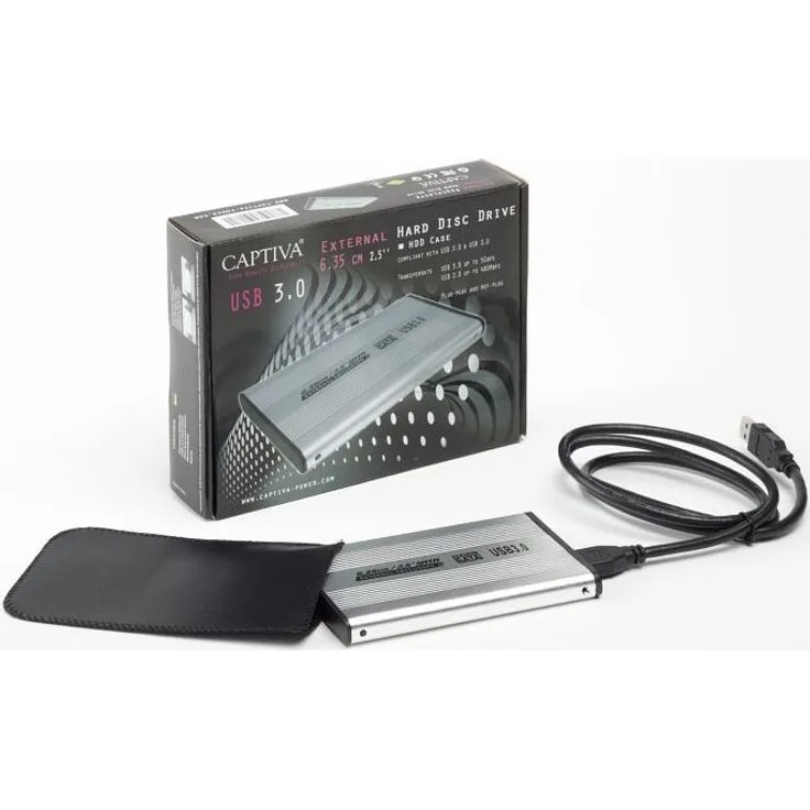 HDD Gehäuse Cap 2.5, USB 3.0, Alu schwarz, SATA (SUB2A-U3_bl)