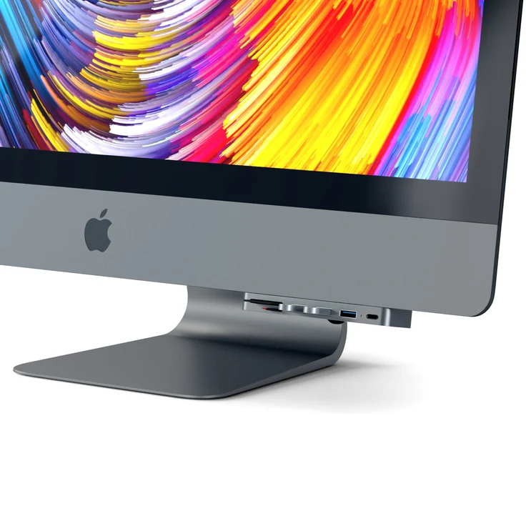 Satechi Aluminium Typ-C Klammer Hub Pro mit USB-C Datenanschluss, 3 USB 3.0 Anschlüssen, Micro/SD Kartenlesegerät für Das 2017er iMac und iMac Pro (Space Grau) – Bild 1