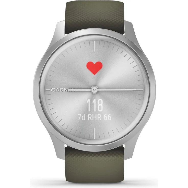 Garmin vivomove Style Hybrid-Smartwatch Unisex, Einheitsgröße, Silber/Moosgrün (010-02240-01) – Bild 3