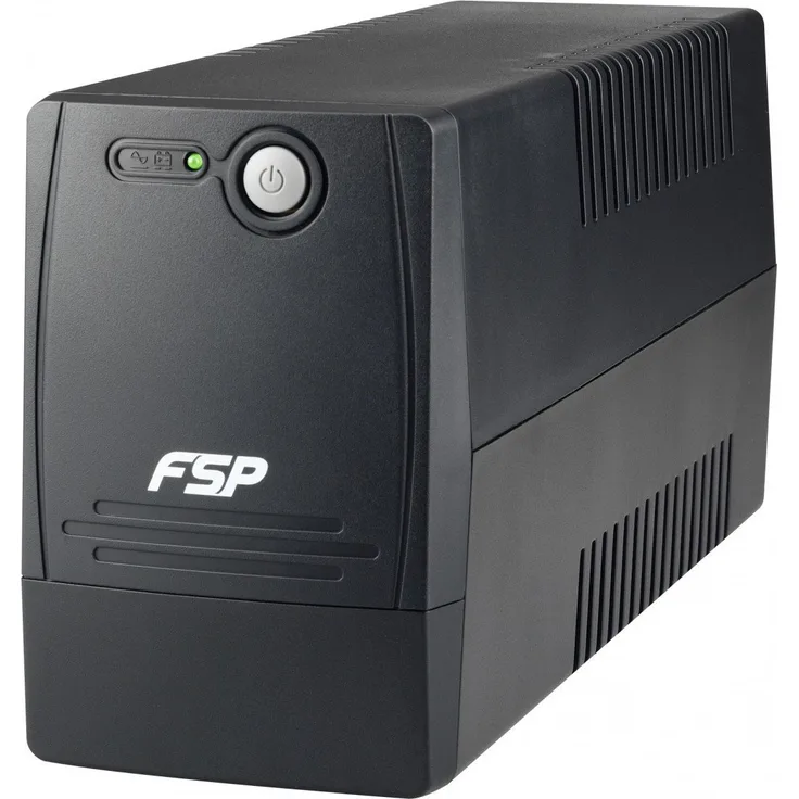 FSP Fortron FP 600 Line-Interactive USV 600 VA - 360 W, 2x Schuko, Eingang Spannungsumfang 162-290 VAC, 60-50 Hz (auto sensing), simulierte Sinuskurve, Kaltstartfunktion, Ton Alarm, schwarz
