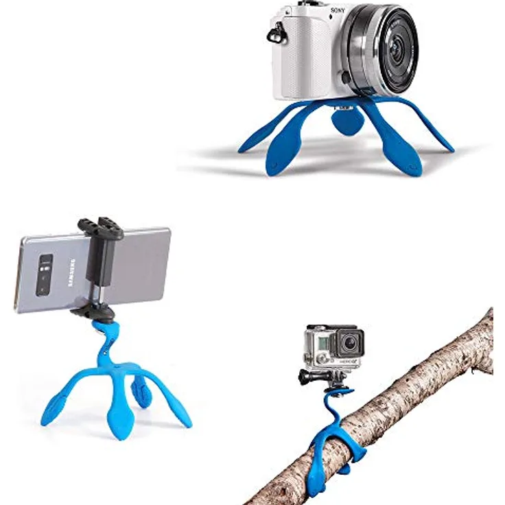 Miggo Splat - Flexibler Tripod 3N1 für Handy Smartphone, Halterung aus Silikon für Action Kameras - Blau