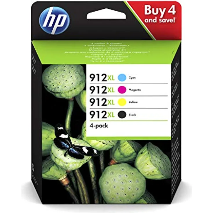 HP 912XL High Yield C/M/Y/K Ink 4-Pack (3YP34AE#301)