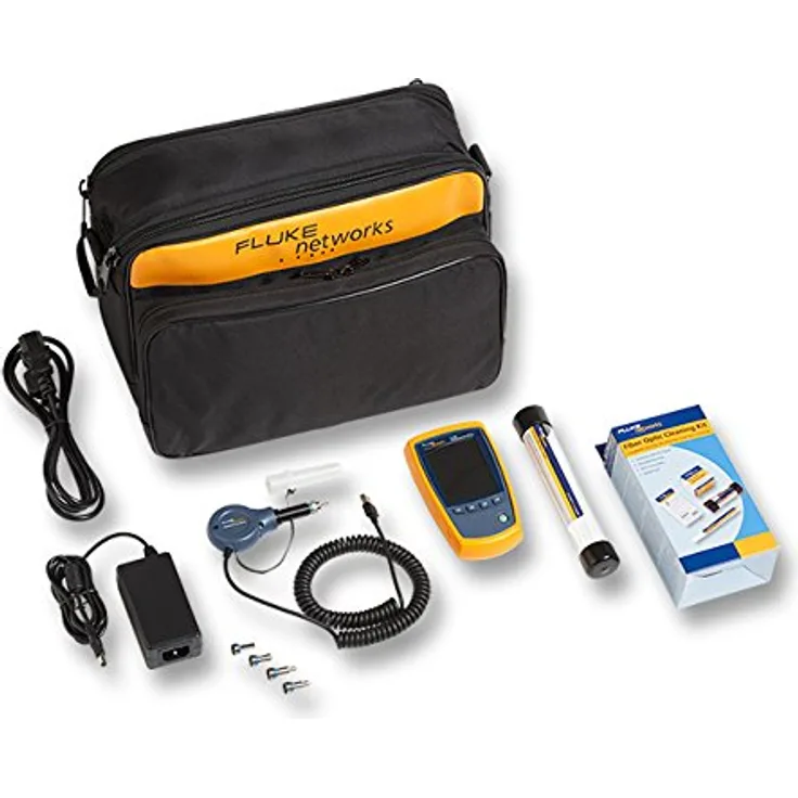 Fluke Networks FI-525 FiberInspector-Mikrofaser-Endflächen-Inspektionskamera mit PortBright-Beleuchtung und NFC-KIT-CASE-Faser-Endflächen-Reinigungskit