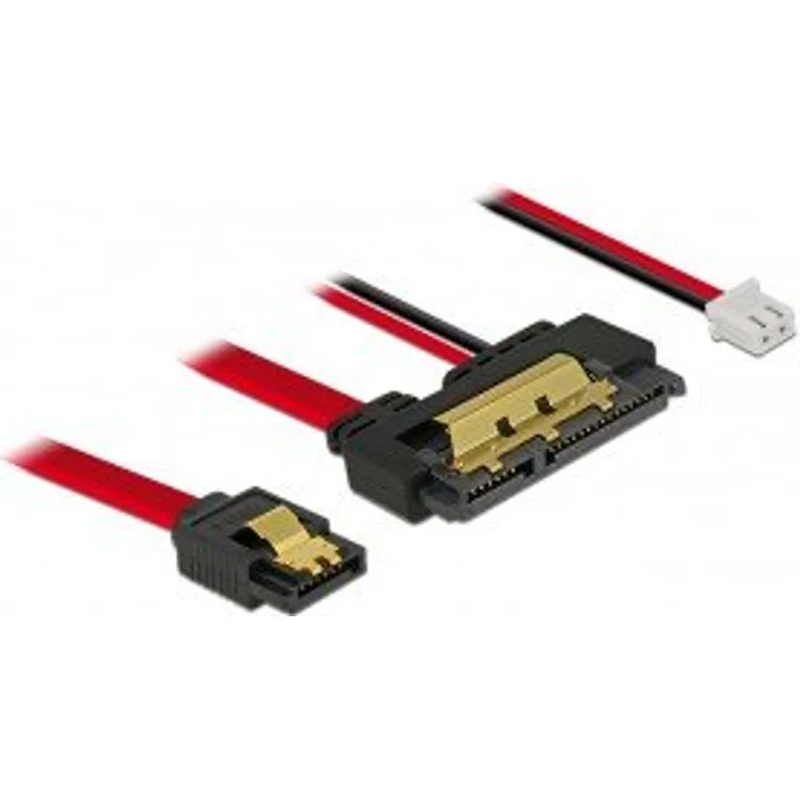 DeLock Kabel SATA 6 Gb-s 7 Pin Buchse + 2 Pin Strom Buchse > SATA 22 Pin Buchse gerade (5 V) Metall 10 cm