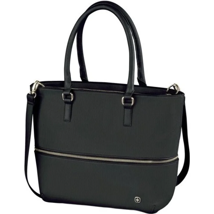 Wenger Eva Laptoptasche - Erweiterbare Handtasche mit 13'' Laptophülle 10'' Tablethülle Damen - Schwarz