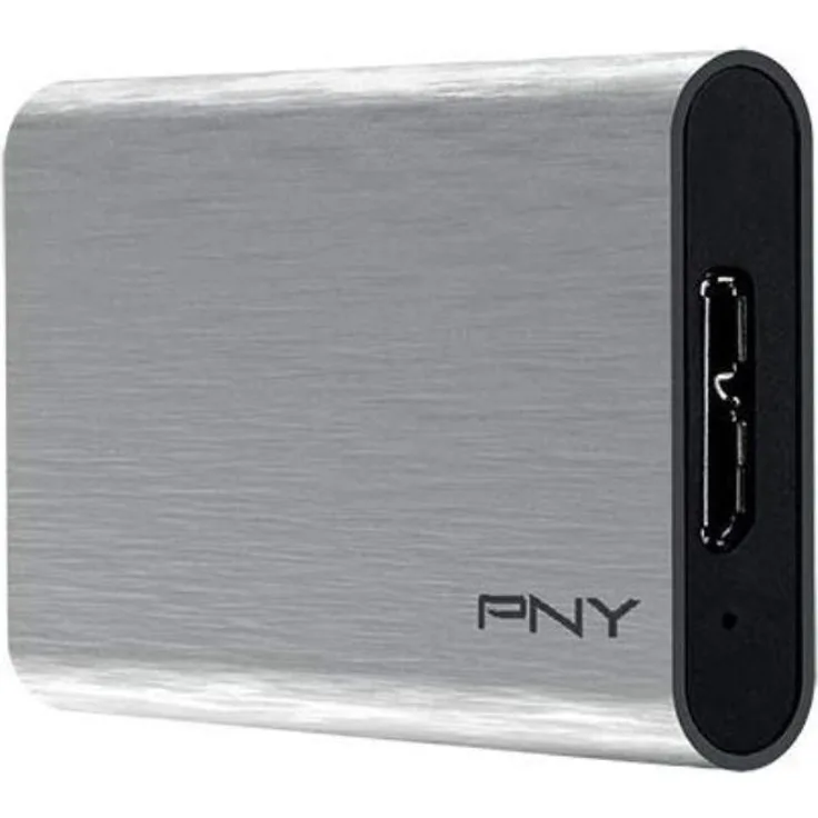 PNY ELITE - Solid-State-Disk - 480 GB - extern (tragbar) - USB 3.1 Gen 1 - Brushed Silver (PSD1CS1050S-480-RB)