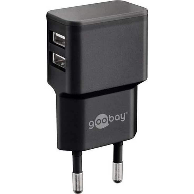 Goobay 44951 2fach USB Ladegerät Extra Kompakte Bauform 2, 4A, Schwarz – Bild 1