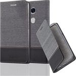 cadorabo Hülle für Huawei Honor 5X / Play 5X / Huawei GR5 in GRAU SCHWARZ Handyhülle mit Magnetverschluss, Standfunktion und Kartenfach Case Cover Schutzhülle Etui Tasche Book Klapp Style