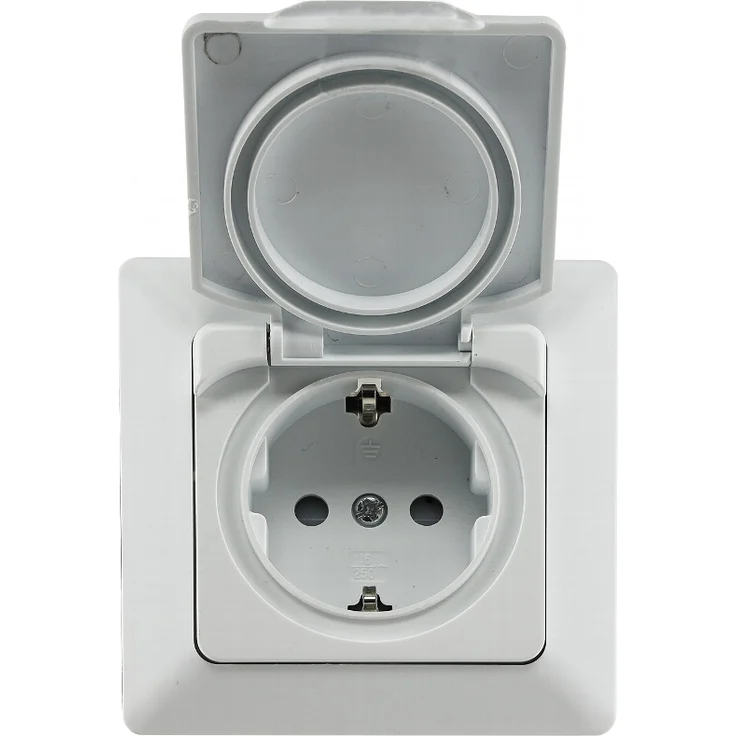 MILOS Schutzkontakt-Steckdose IP44 250V~- 16A, inkl. Rahmen, UP, weiß matt
