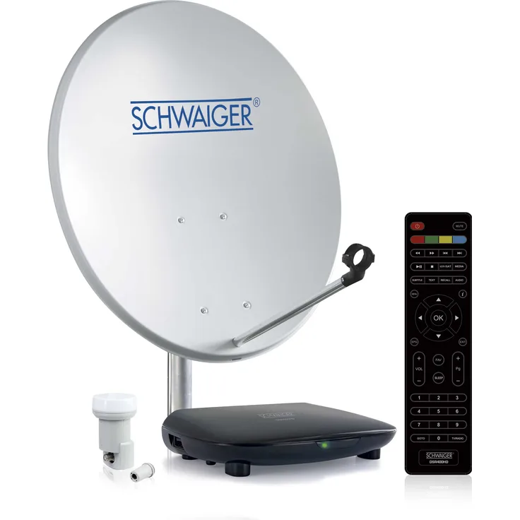 Satellitenanlage (55 cm + Single LNB + Receiver)für den HDTV Empfang mit einem Teilnehmer