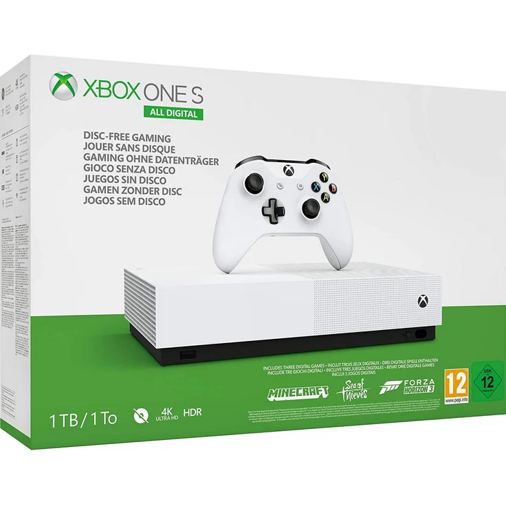 Microsoft Xbox One S All Digital Robot White 1TB Bundle inkl. Minecraft + Sea of Thieves + Forza Horizon 3 – Bild 1