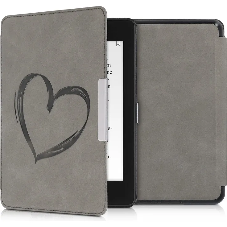 kwmobile E-Reader-Hülle, Hülle für Amazon Kindle Paperwhite (10. Gen - 2018) - Kunstleder eReader Schutzhülle Cover Case - - Herz Brush Design