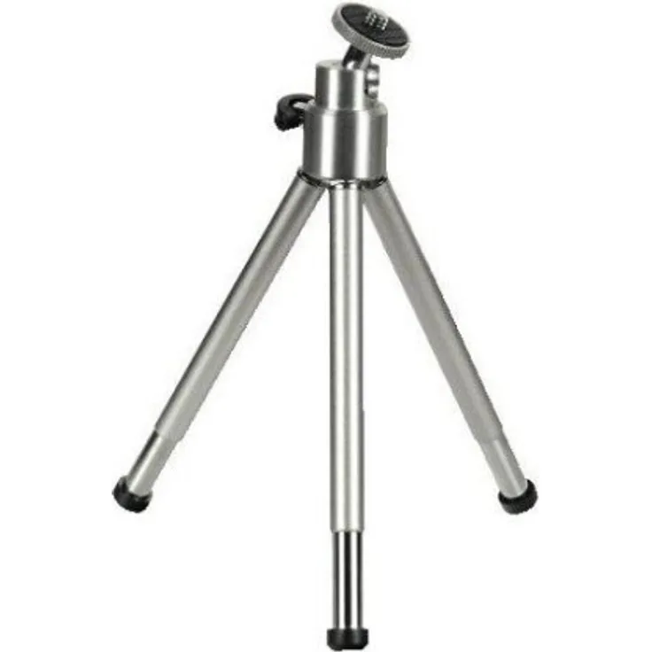 Hama Mini-Stativ für Handy, Kamera oder Action-Cam, mit 3D Kugelkopf, stabil, aus Metall, Silber