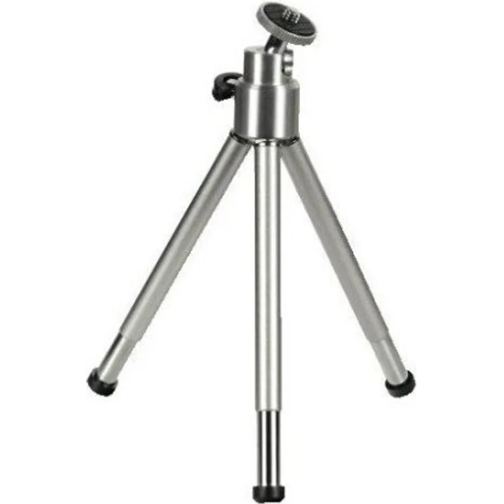 Hama Mini-Stativ für Handy, Kamera oder Action-Cam, mit 3D Kugelkopf, stabil, aus Metall, Silber – Bild 1