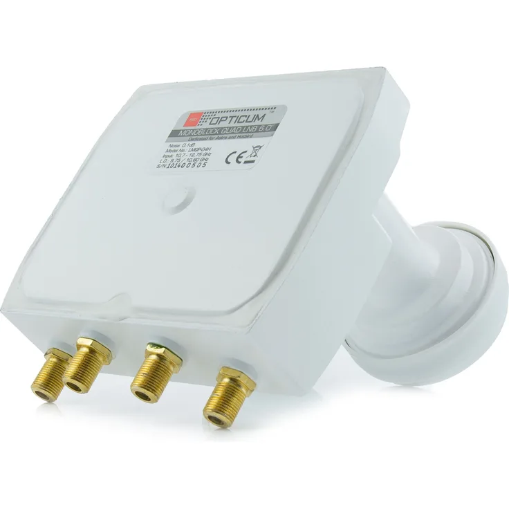 Opticum Monoblock Quad LNB - LMQP-04H (Astra-Hotbird) vergoldete Kontakte (Full HD, 3D)