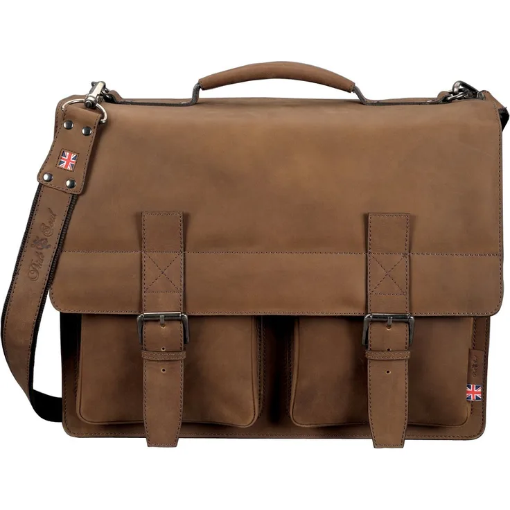 Alassio 47132 - Aktentasche EARL, aus echtem Leder, ca. 42 x 32 x 14,5 cm, hellbraun