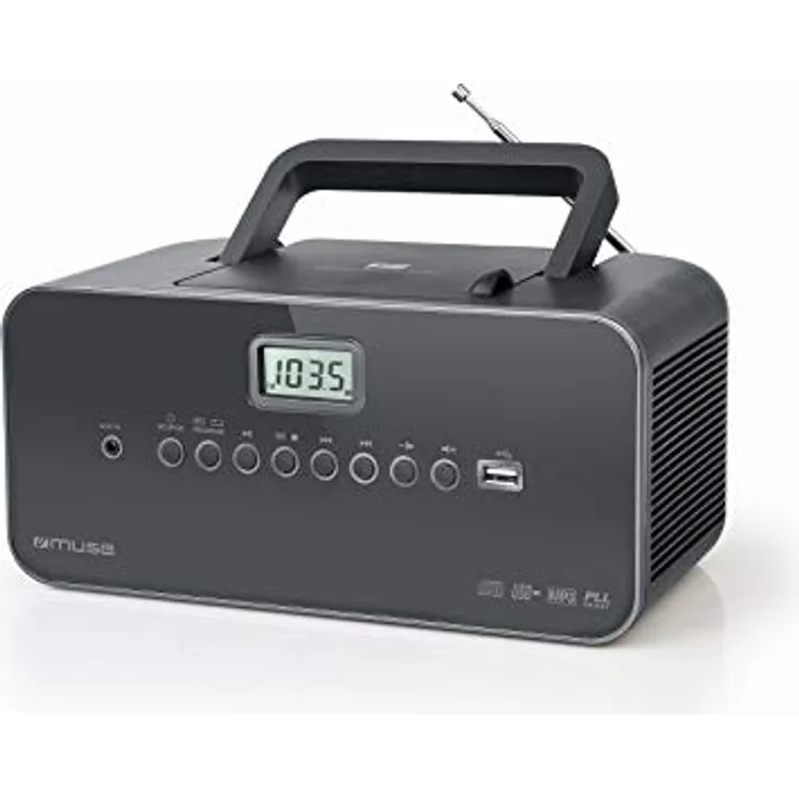 Muse M-28 DG CD-Radio tragbar, PLL UKW-Radio, MW-Tuner, Senderspeicher, USB, MP3-Wiedergabe, Netz- oder Batteriebetrieb, dunkelgrau