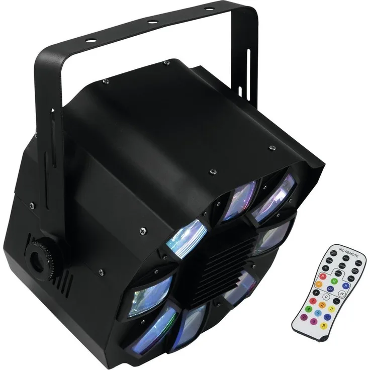 Eurolite LED FE-700 Flowereffekt | Lichteffekt mit RGBAWP Multicolor Farben | DMX | Musiksteuerung per integriertem Mikrofon | Strobe-Effekt | Master-Slave | LED Display | Mit Fernbedienung