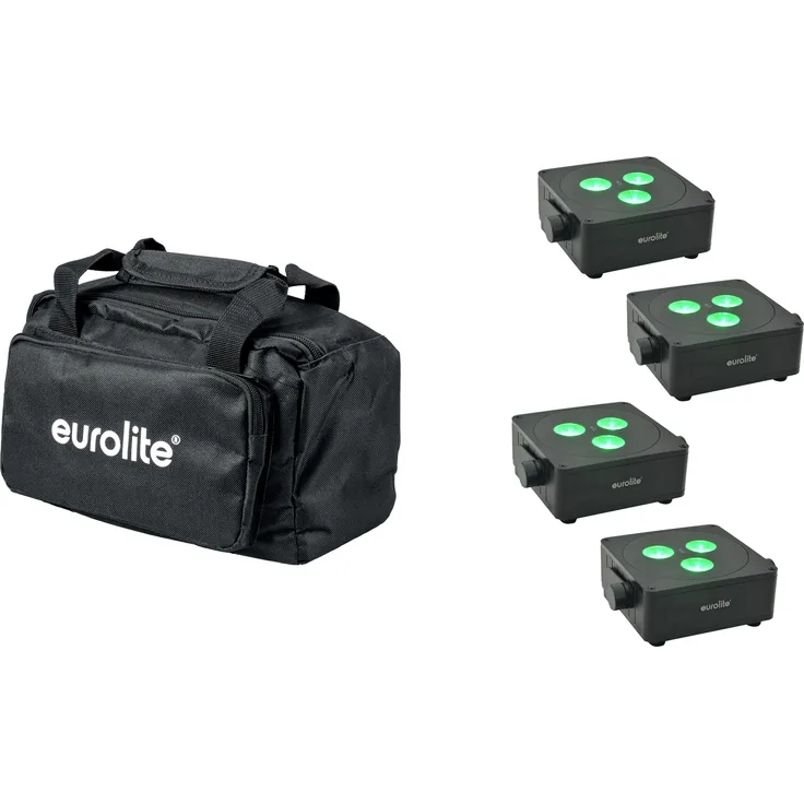 Eurolite Set 4x AKKU IP Flat Light 3 sw + Soft-Bag