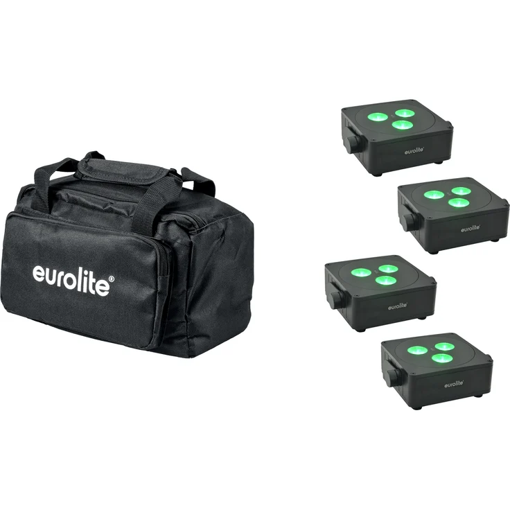 Eurolite Set 4x AKKU IP Flat Light 3 sw + Soft-Bag – Bild 1