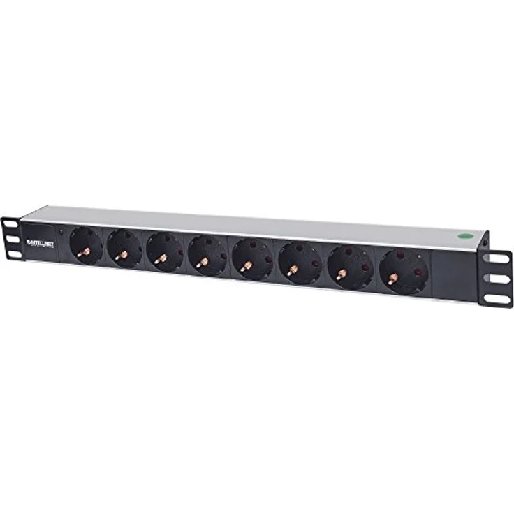 Intellinet 19'' 8-fach Steckdosenleiste Schutzkontakt ( Power-LED ohne Überspannungsschutz - 1,6 m Stromkabel 1,5 HE ) schwarz 714037 – Bild 1