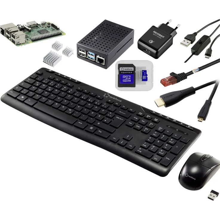 Renkforce Pro Set Raspberry Pi 3 B 1GB 4 x 1.2GHz inkl. Netzteil, inkl. Gehäuse, inkl. Kühlkörper, inkl. HDMI-Kabel, inkl