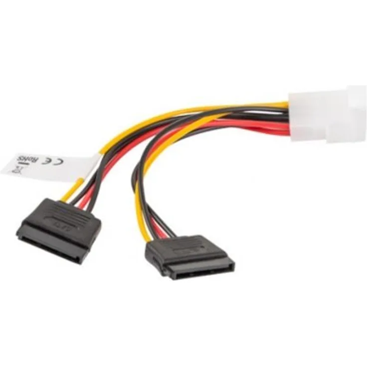 lanberg CA-HDSA-11CU-0030 Molex (4Pol) Stecker auf Sata (15Pol) Buchse 2X Netzkabel, 30 cm Mehrfarbig