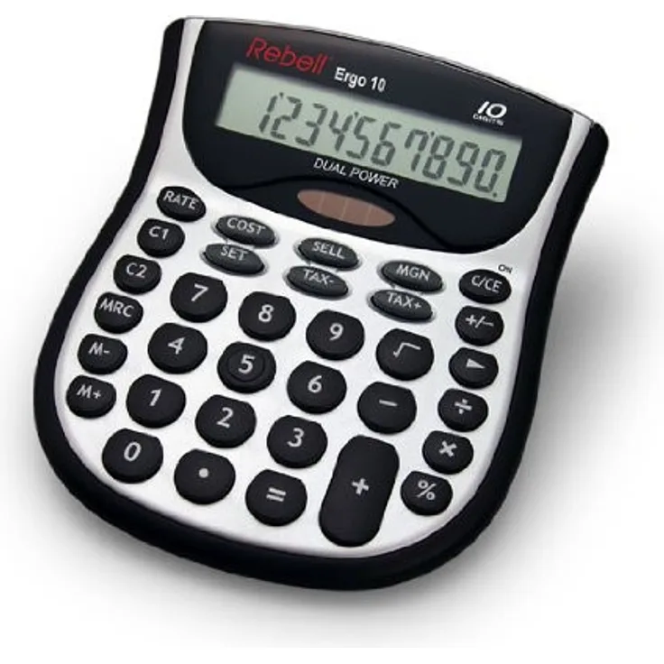 Rebell RE-ERGO10 Tischrechner Ergo10, Business-Funktionen und Währungsumrechnung, silber