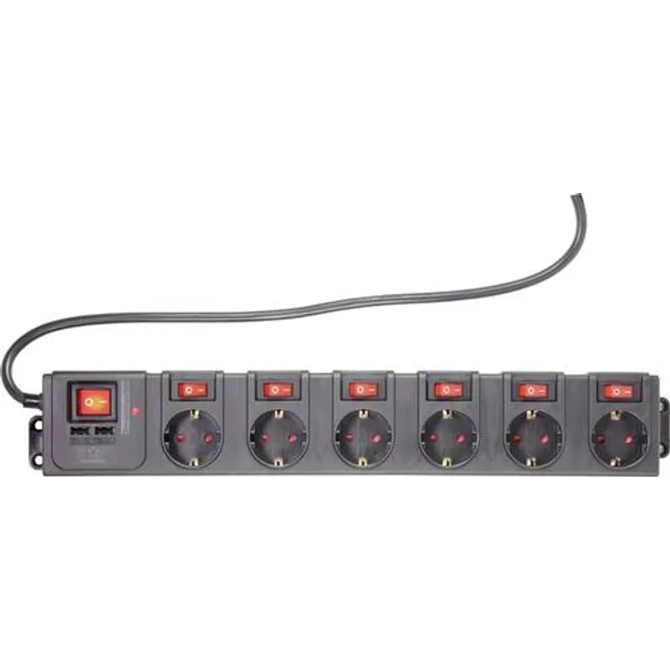 Renkforce RF-3313344 Steckdosenleiste mit Schalter Schwarz Schutzkontakt