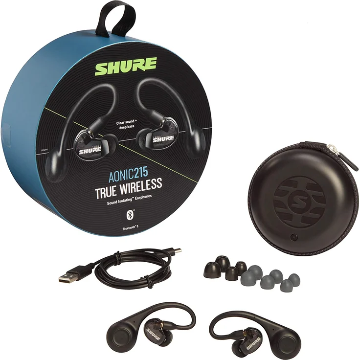 Shure Aonic 215 True Wireless In-Ear Kopfhörer, mit Bluetooth, Mikrofon, geeignet für Sport, schwarz – Bild 2